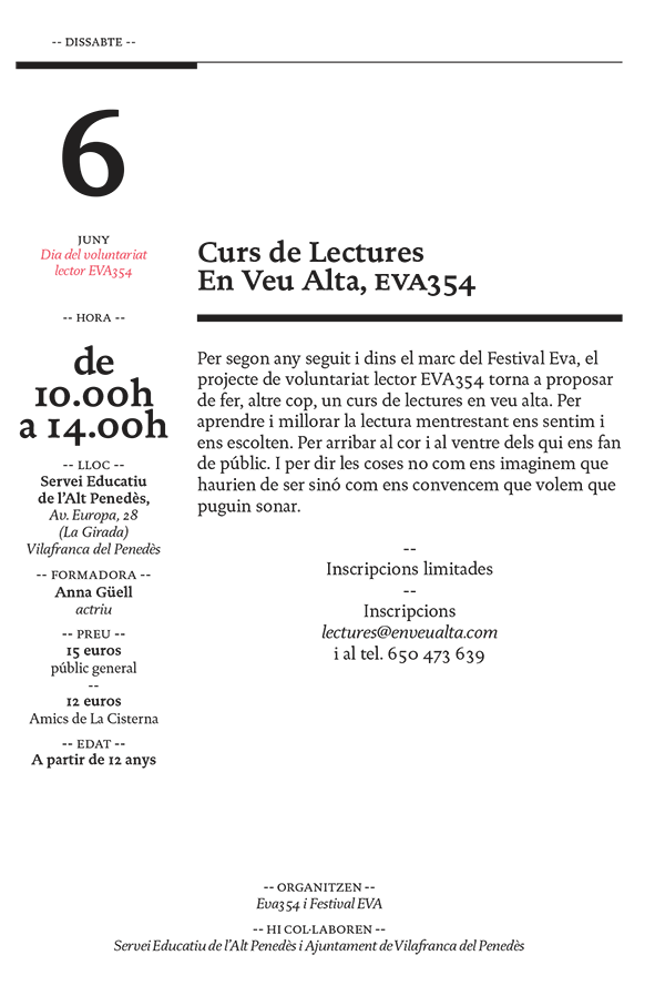 Curs de Lectures En Veu Alta EVA354